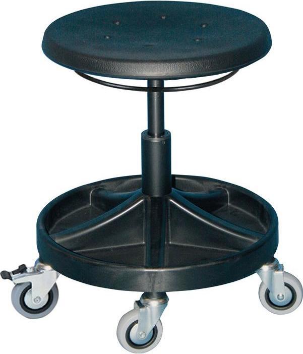 Image du produit Lotz Tabouret pivotant avec roulettes Mousse PU noire Hauteur d'assise réglable de 400 à 530 mm (40 - 53 cm)