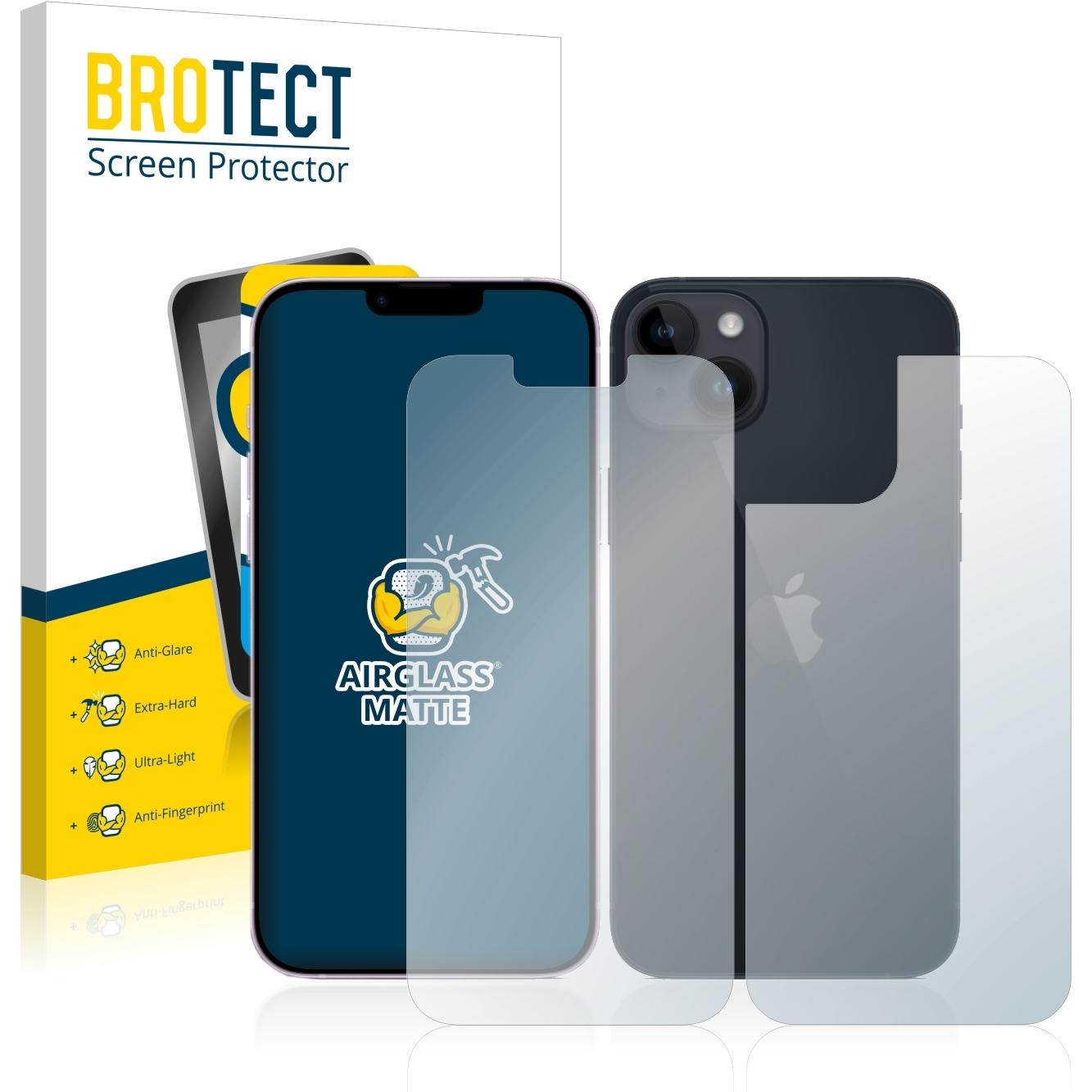 BROTECT AirGlass Panzerglasfolie Matt (1 Stück, Apple iPhone 14 Plus), Smartphone Schutzfolie, Grau