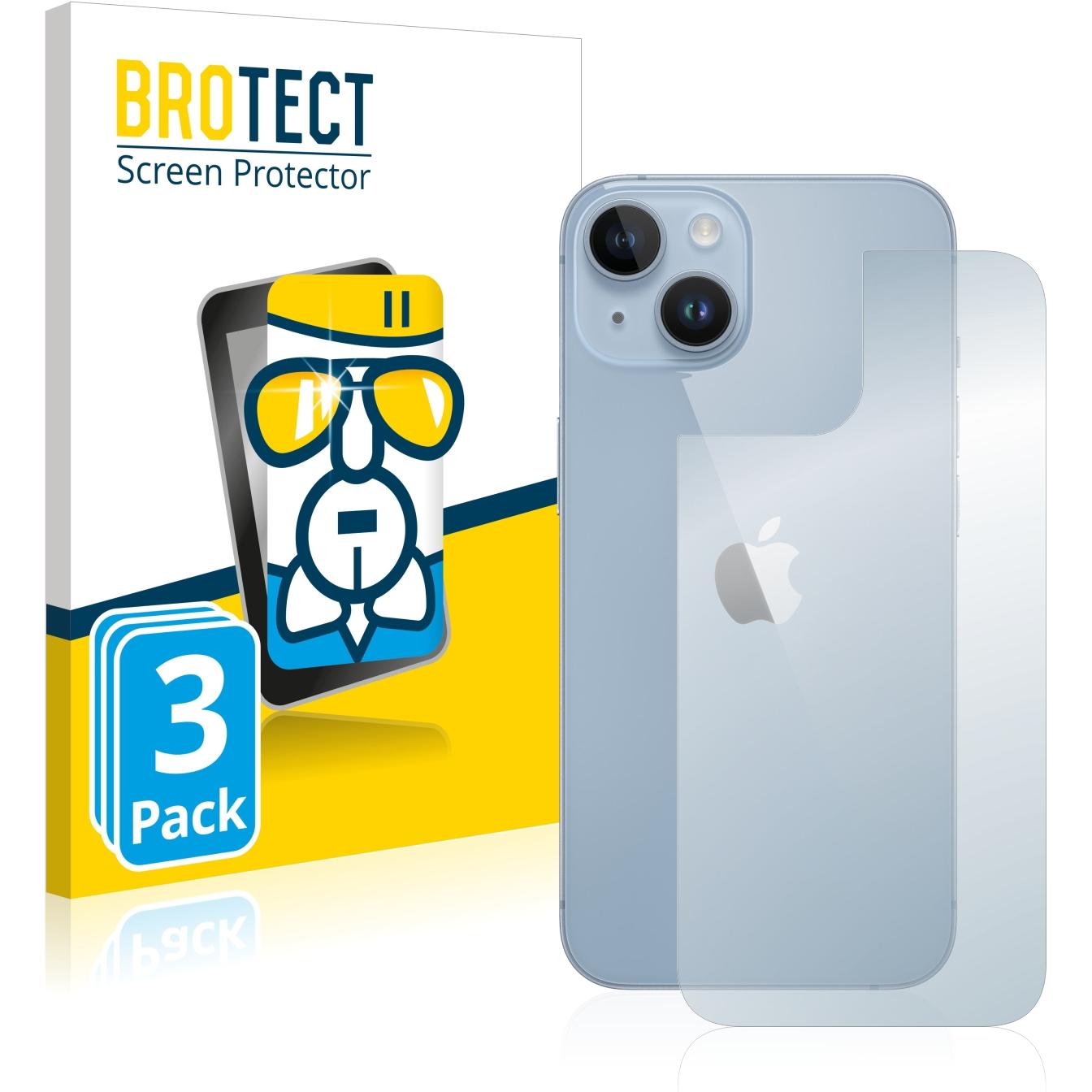 BROTECT AirGlass Panzerglasfolie (3 Stück, Apple iPhone 14), Smartphone Schutzfolie, Transparent