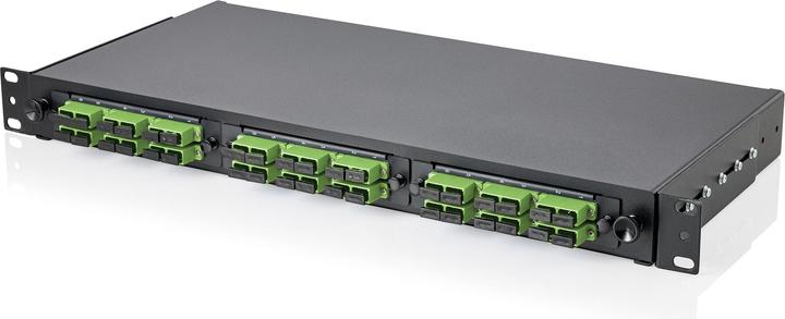 Produktbild Digitus MPO/MTP Kassette für 3 Kassettenpanel, APC 6xSC DX Kupplungen MPO Adapter voll bestückt, APC, Grün