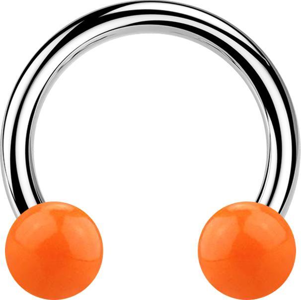 Immagine prodotto Star Piercing Micro Circular Barbell argento con due sfere arancioni (senza ottone, Acrilico, Acciaio chirurgico 316L)