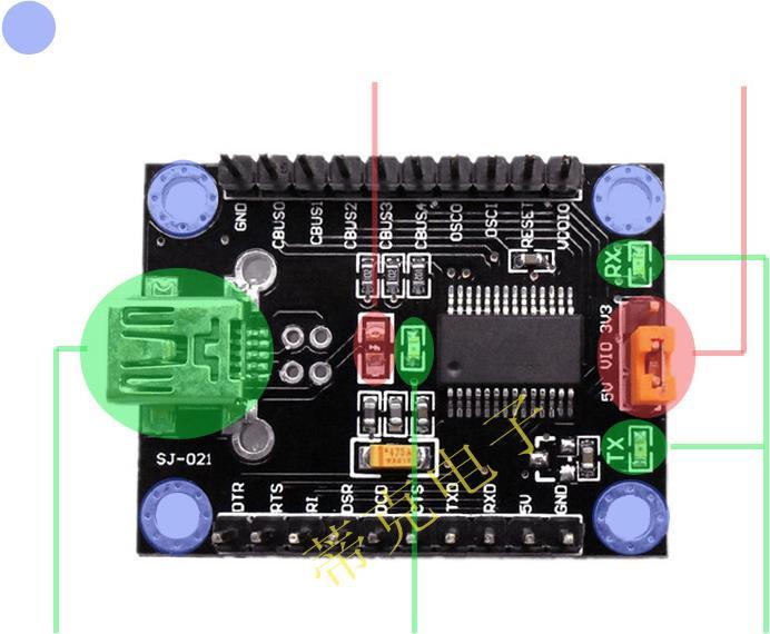 Image du produit Deek-Robot DK Breakout Board FT232RL USB to Serial 3.3V+5V Set