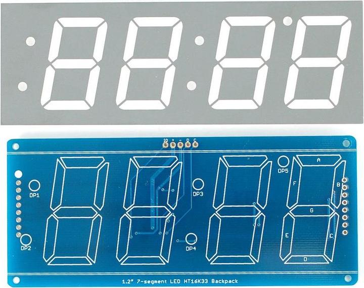 Adafruit 1.2" 4-Digit 7-Segment Display w/I2C Backpack Red
