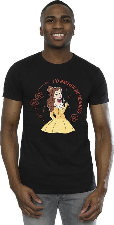 Actual product image Disney Mens Beauty And The Beast I'd Rather Be Reading T-Shirt (L)