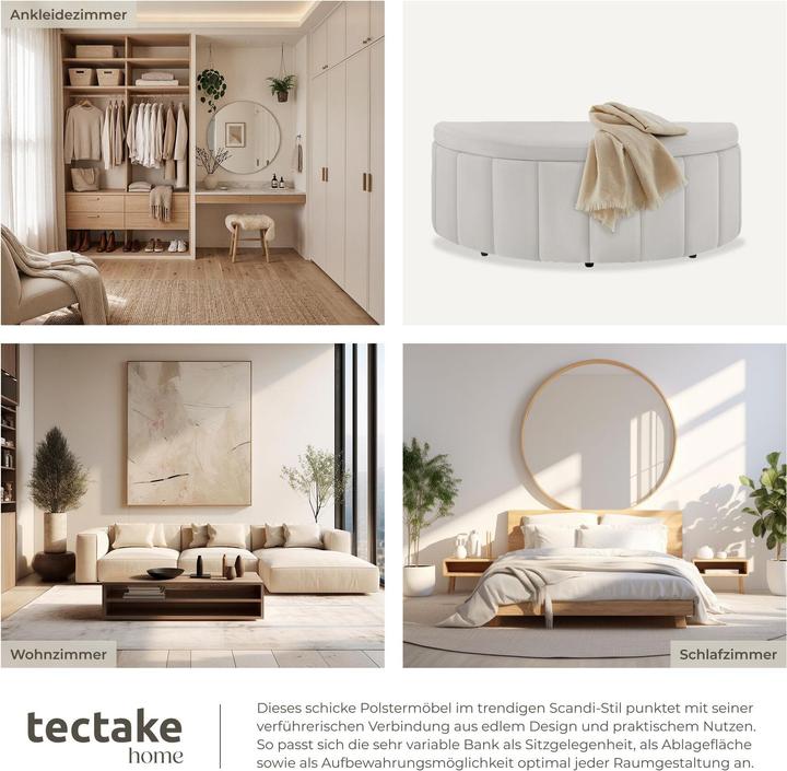 Actual product image tectake Moon upholstered bench with ample storage space, weight capacity 150 kg (108 cm)