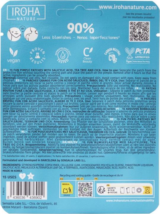 Valeurs nutritives et ingrédients Iroha Nature Fun Pimple Patches