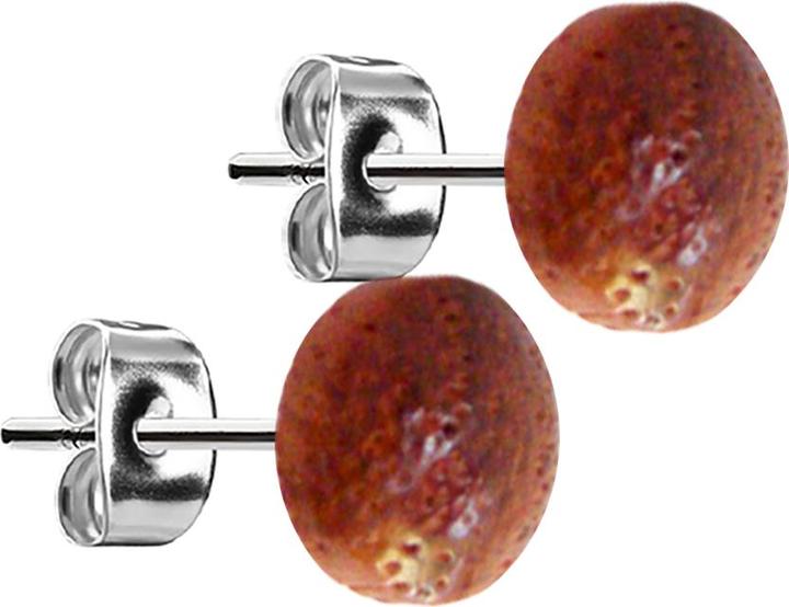 Image du produit Star Piercing Ohrstecker silber Teller aus Mandarin Holz (sans laiton, Organique, Acier chirurgical 316L)