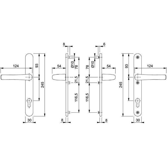 Thumbnail - Hoppe, Türgriff + Fenstergriff, Profiltürgarnitur Tôkyô 1710RH/3346 Aluminium F1 PZ für Türstärke 37-42 mm (Türgarnitur)