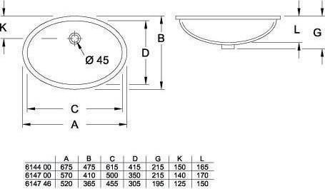 Produktbild Villeroy & Boch V&B Unterbauwaschtisch EVANA 500x350mm, mit ÜL we (350 mm, 500 mm)
