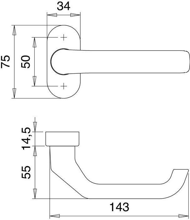 Produktbild EDI Profiltürdrückerlochteil 1200/2033 Edelstahl EST oval 8 mm gekröpft (Türgarnitur)