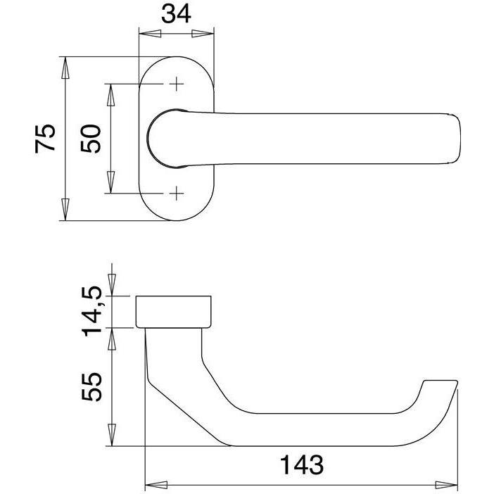 Thumbnail - EDI, Türgriff + Fenstergriff, Profiltürdrückerlochteil 1200/2033 Edelstahl EST oval 8 mm gekröpft (Türgarnitur)