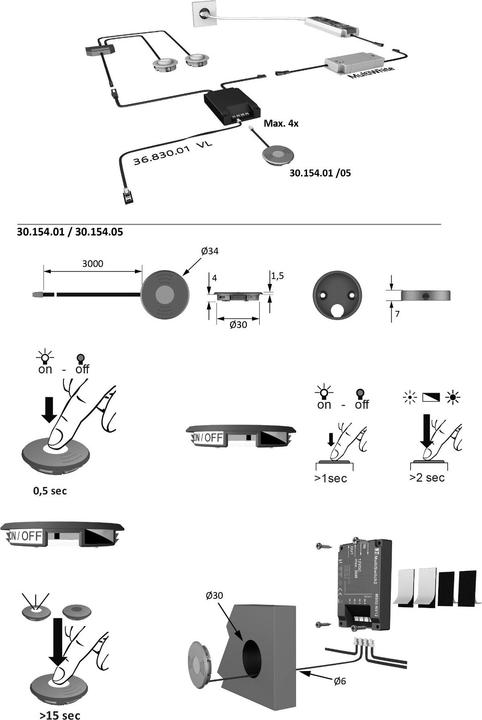 Image du produit Halemeier Interrupteur avec capteur pour montage MultiSwitch2 Touch