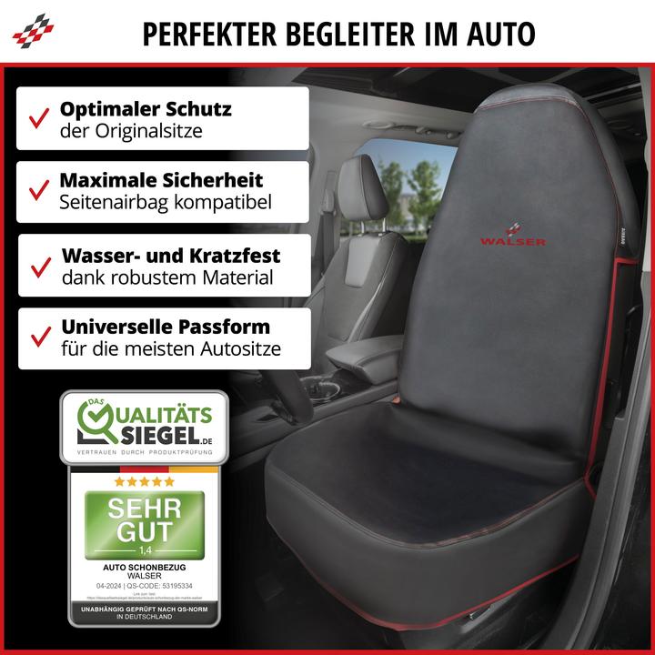 Produktbild Walser Auto Schonbezug Guardian, Autoschonbezug vorne, Sitzschoner Auto schwarz/rot