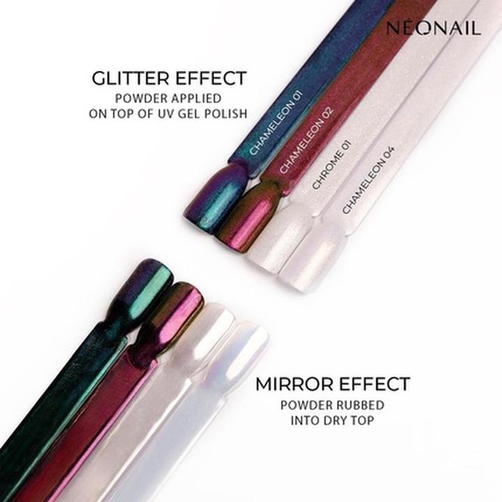 Actual product image Neonail Liquid Nail Powder Chameleon 01 - Chrome Nail (Gel-Effect Nail Polish)