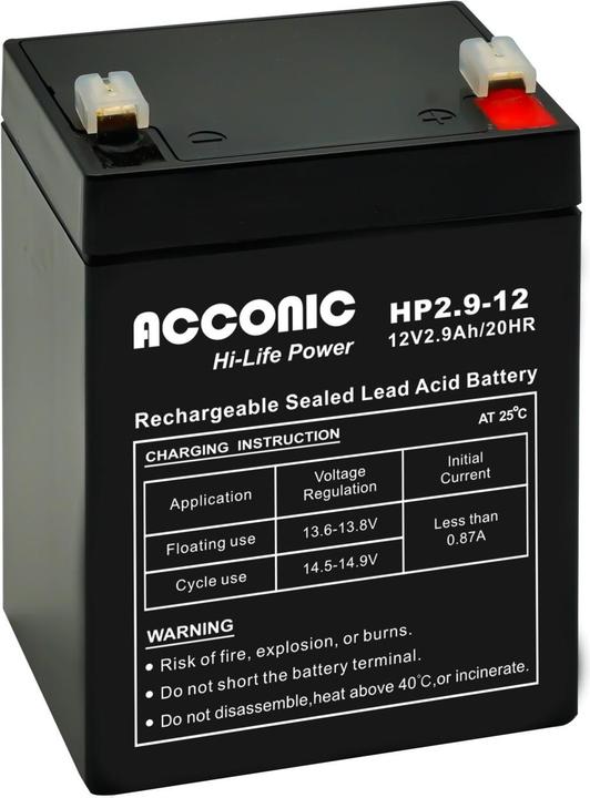 Produktbild Acconic HP2.9-12 Hi-Life Power AGM 12V 2.9Ah USV-Batterie (12 V, 2.90 Ah)