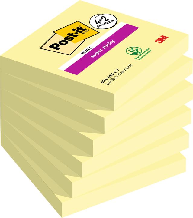 Image du produit Post-it Super Sticky 4 + 2 (76 x 76 mm)