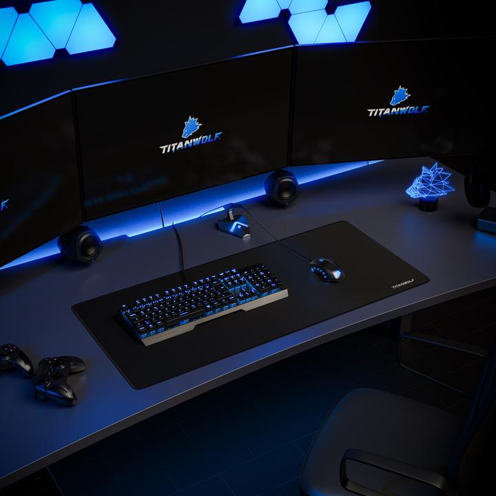 Produktbild Titanwolf Gaming Mauspad, 900 x 400mm XXL Mausmatte, verbessert Präzision & Geschwindigkeit, Schrift (XXL)