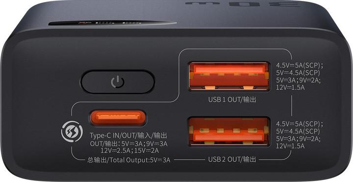 Image du produit Baseus Powerbank Adaman2 10000 mAh, 2xUSB, USB-C, 30 W (noir) (10000 mAh, 30 W, 37 Wh)