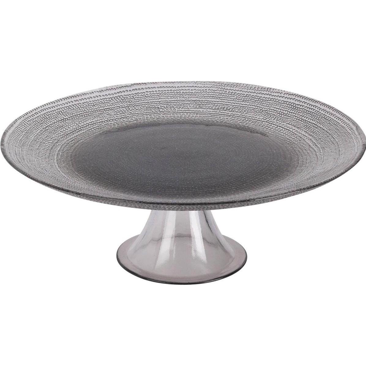 Koopman, Piatti di servizio, Patera szklana na nóżce na ciasto elegancka czarna 28 cm