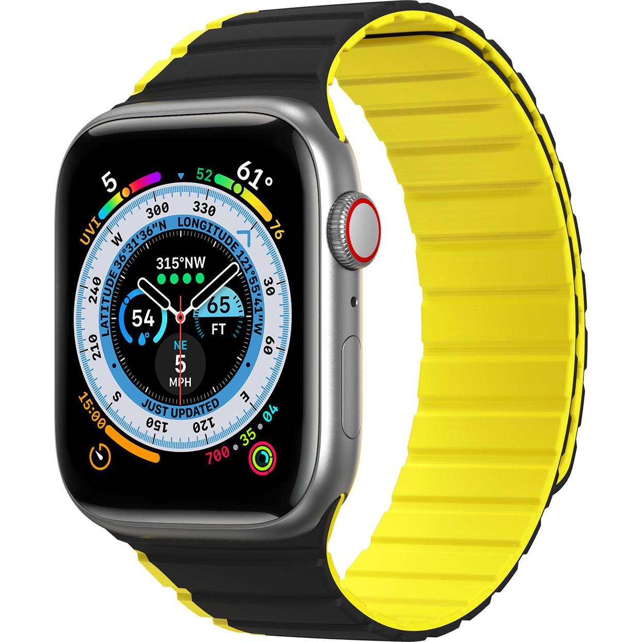 Dux Ducis Cinturino magnetico per Apple Watch SE, 8, 7, 6, 5, 4, 3, 2, 1 (41, 40, 38mm) (versione LD) - Nero/ (Silicone, Metallo), Cinturini per orolo