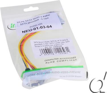 Produktbild InLine SATA Strom-Y-Kabel SATA gewinkelt - 0,15m (15 cm, 15 pin S-ATA)