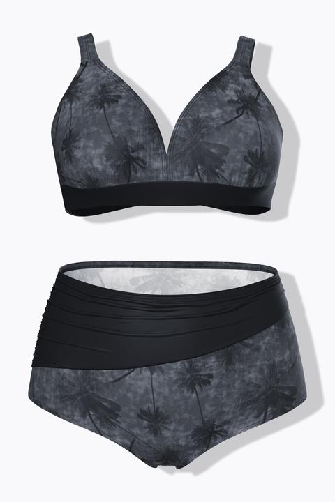 Actual product image Ulla Popken Palm Tree Print Two Piece Bikini Set (46)