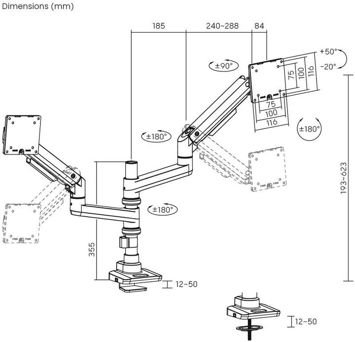 Actual product image SpeaKa Professional SP-MM-980 2fach Monitorhalterung 43,2 cm (17") - 124,5 cm (4 (Table, 49", 10 kg)