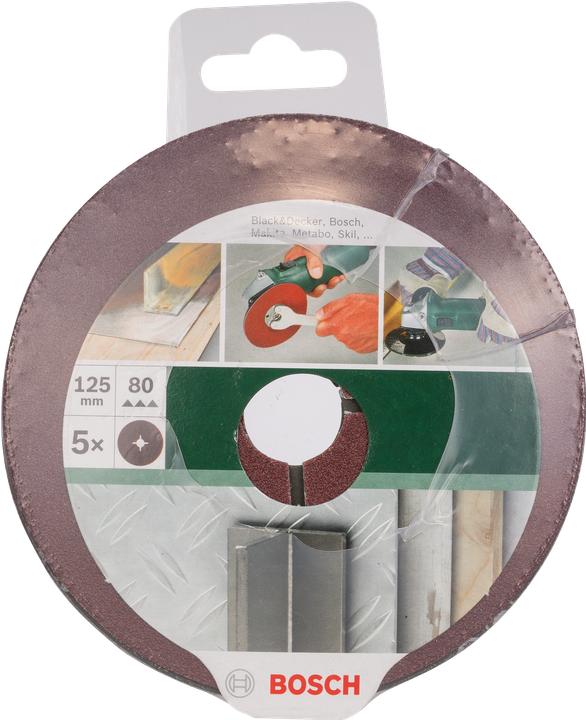 Produktbild Bosch Zubehör 5tlg. Fiberschleifscheiben-Set für Winkelschleifer, Korund D = 125 mm K = 80 5 Stck. (80)