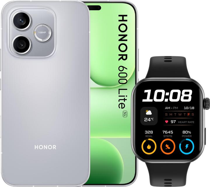 Actual product image Honor SMP.HON 600L GREY +WATCH (256 GB, Grey, Velvet Grey, 6.60", Dual SIM, 5G)