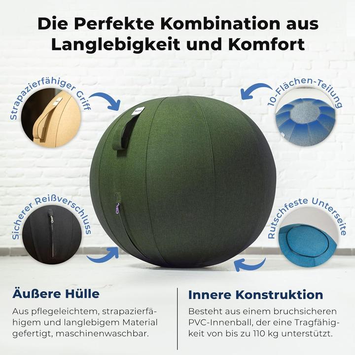 Immagine prodotto Backerz Ergonomischer Büro-Sitzball mit Leinenbezug (65 cm) (65 cm)