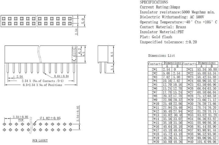 Actual product image OEM Female header 2x16Pin pitch 2.54mm