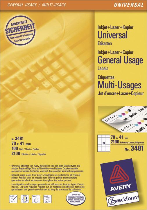 Actual product image Avery Universal Labels