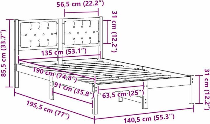 Image du produit vidaXL Bettgestell (135 x 190 cm)