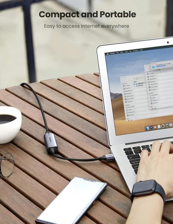 Image du produit Ugreen Ethernet Adapter (USB, RJ45 Gigabit Ethernet (1x))