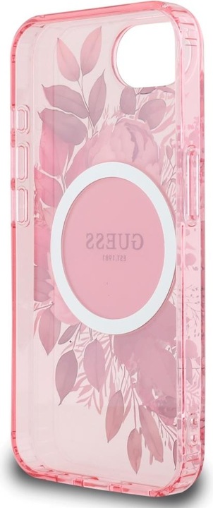 Produktbild Guess Case IML Flowers MagSafe for iPhone 16e pink (Apple iPhone 16e)