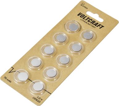 Immagine prodotto Voltcraft Knopfzelle CR 1620 3 V 10 St. 70 mAh Lithium VC-16107955 (10 pz., CR1620, 70 mAh)