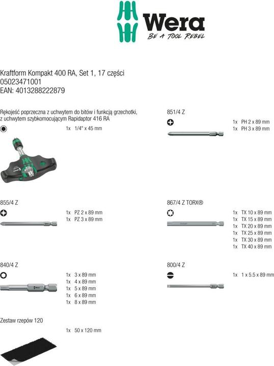Productafbeelding Wera Kraftform Compact 400 RA Set (Inbus)