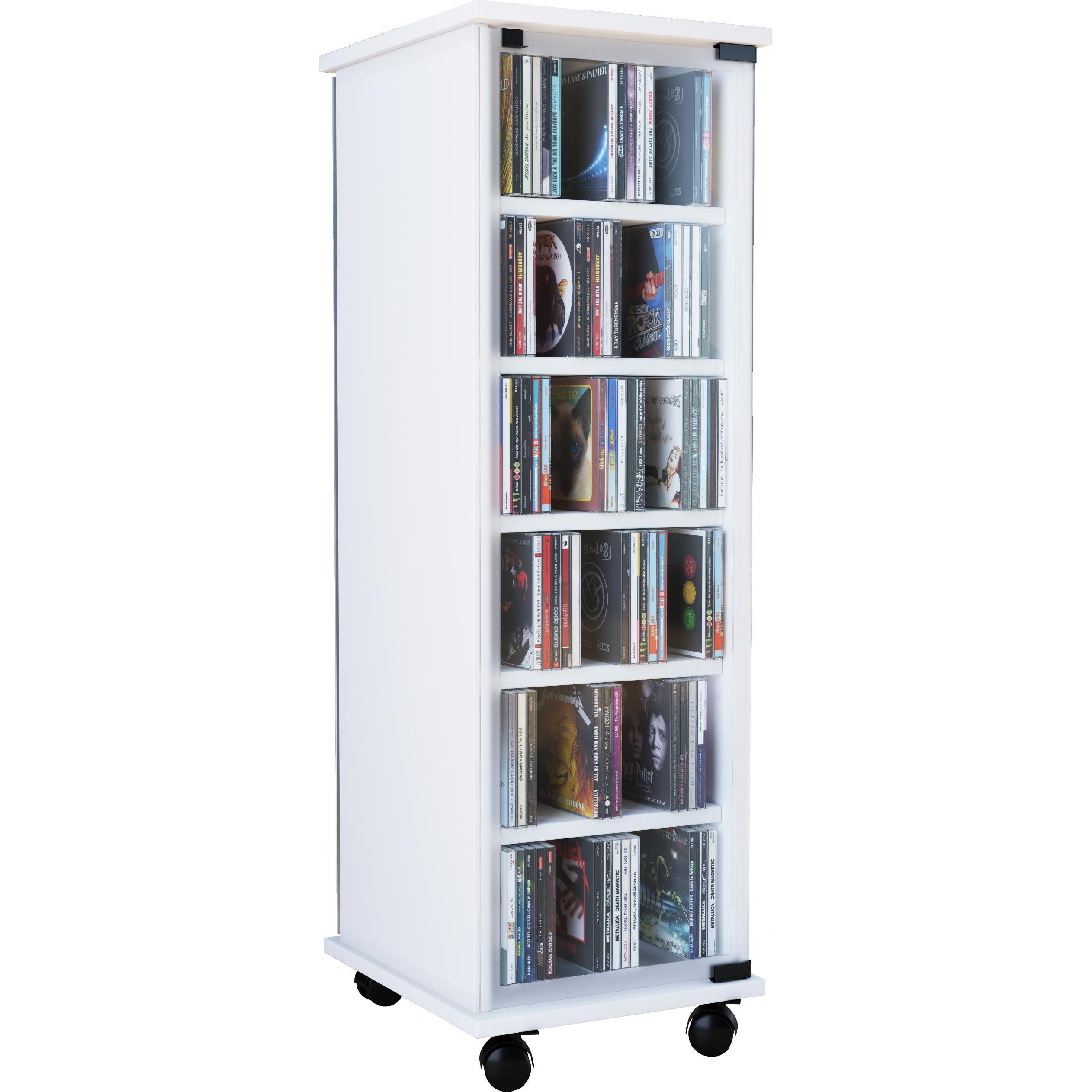 Thumbnail - VCM, Regal, Holz CD DVD Stand Regal Valenza mit Glastür drehbar (31 x 35 x 98 cm)