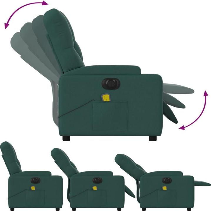 Image du produit vidaXL Fauteuil de massage Fauteuil de relaxation électrique Vert foncé Tissu