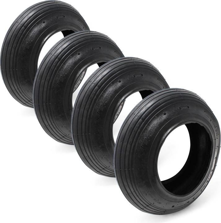 Image du produit Wiltec Lot 4x Pneus de Brouette 3.50-8 Sans Chambre à air Diable Chariot Transport Pneumatique