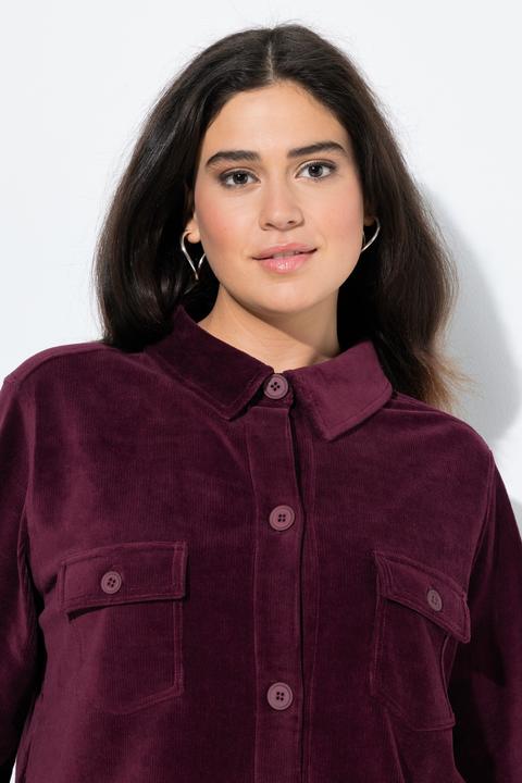Image du produit Ulla Popken Chemise à manches longues en velours côtelé, poches et col chemise (50, 52)