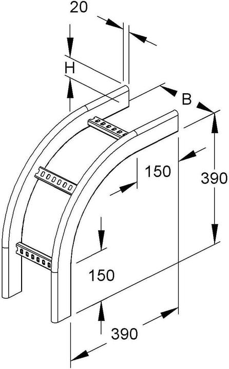 Actual product image Niedax NIE KRCF60.425F Drop section 90Â° vertical w.gel.en C-rungs 60x400mm (40 cm)