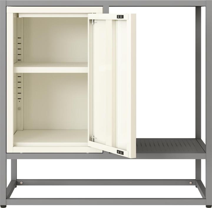 Image du produit En.Casa Sideboard Burlöv Stahl 70x72x35 cm Grau/Weiss (72 x 35 x 70 cm)
