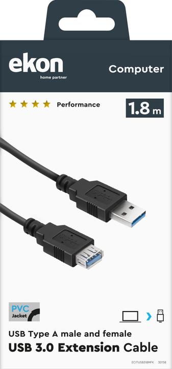 Image du produit Ekon Câble USB 3.0 de type A (1.80 m, USB 3.2 Gen 1)