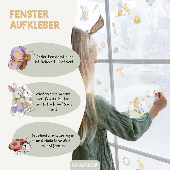 Image du produit Papierdrachen Fensteraufkleber - Osterhasenwelt (6x)