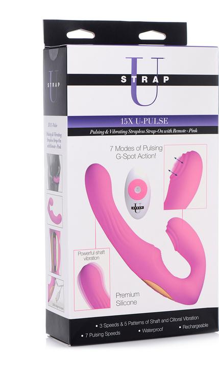 Produktbild XR Brands UPulse Vibrierender halterloser Strapon aus Silikon Rosa