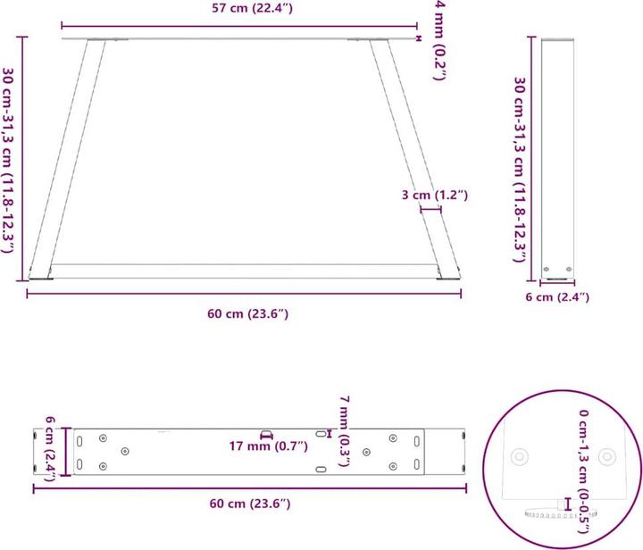 Produktbild vidaXL Couchtischbein