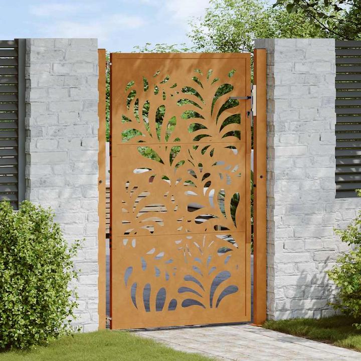 Produktbild VidaXL Gartentor 105x155 cm Wetterfester Stahl Wellen-Design Zauntor