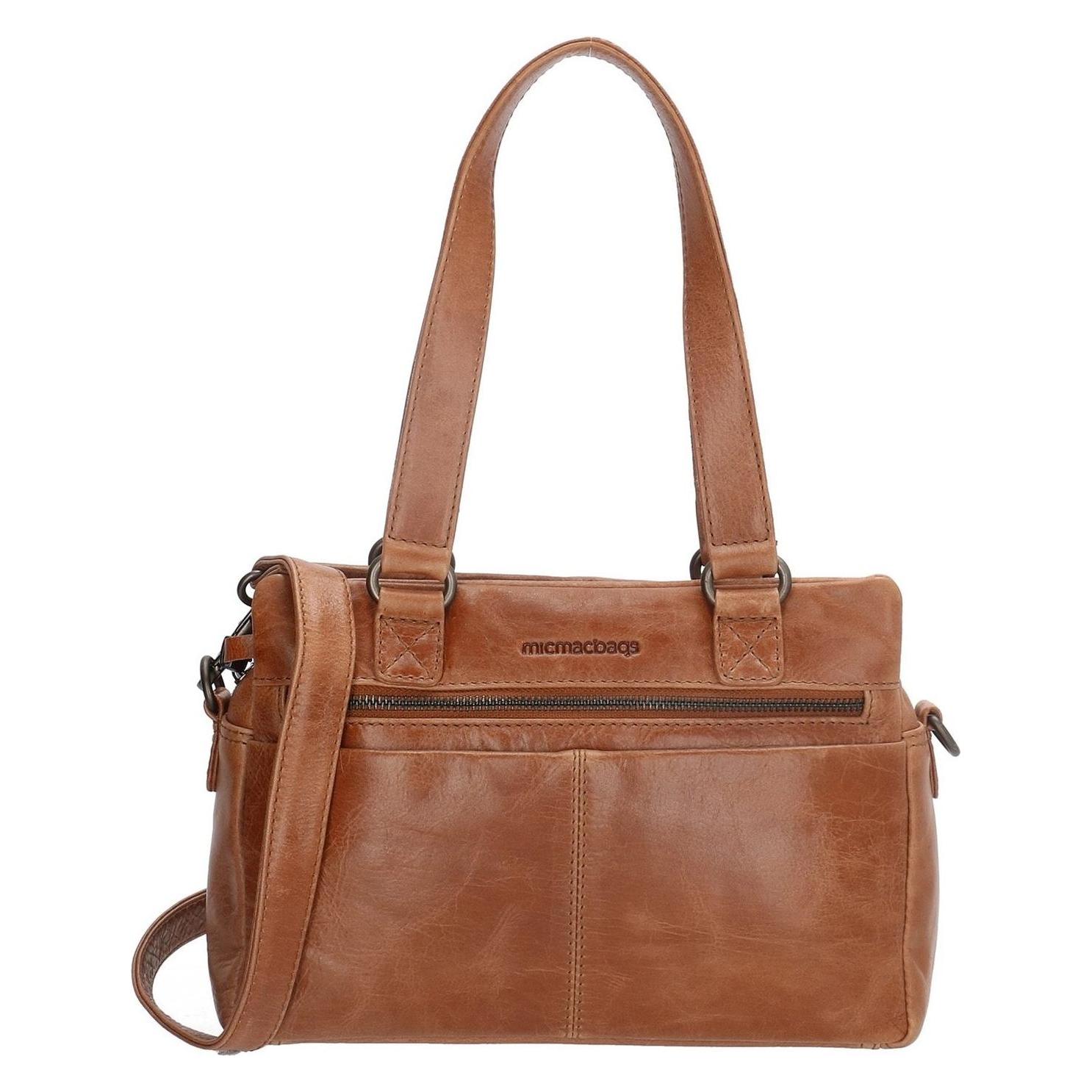 Micmacbags, Vrouwen, Tas, Porto Handtasche Umhängetasche - Brown - 100% Leder, Bruin