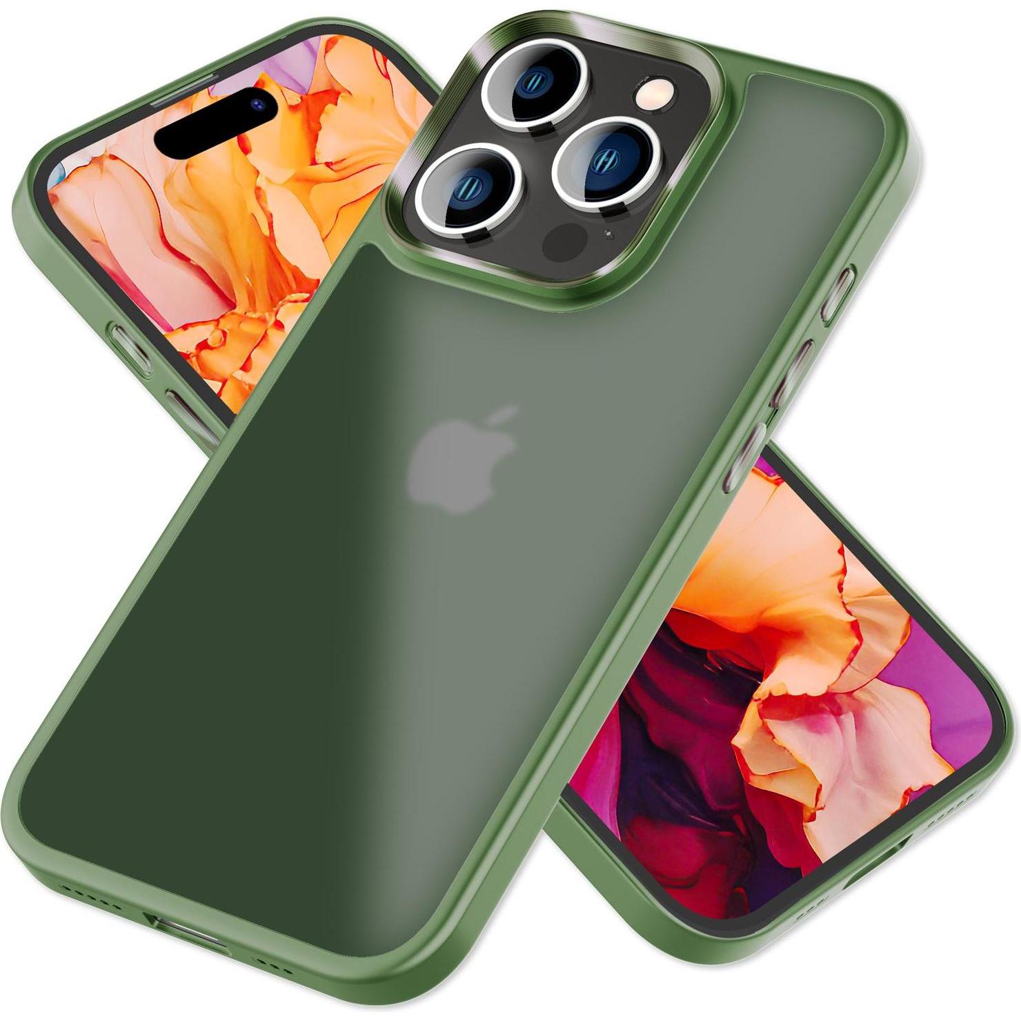 Nalia Hybrid Hülle Matt-Transparent Frosted (Apple iPhone 15 Pro Max), Smartphone Hülle, Grün